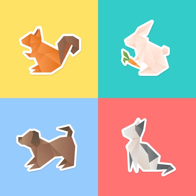 Free vector animals paper craft polygon vector collection