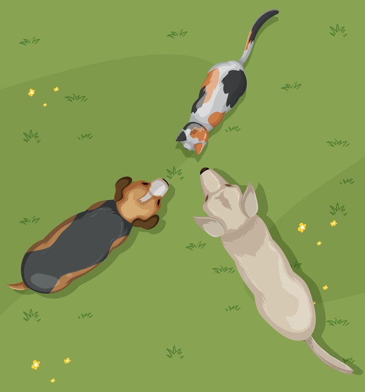 Free Vector animals relaxing together on grass