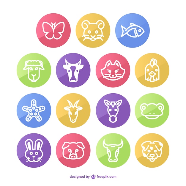 Free vector animals round icons pack