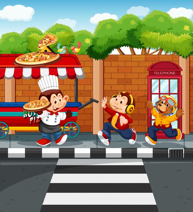 मुफ़्त वेक्टर animals selling pizza in park