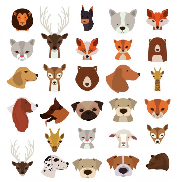 Animals Set in flat style