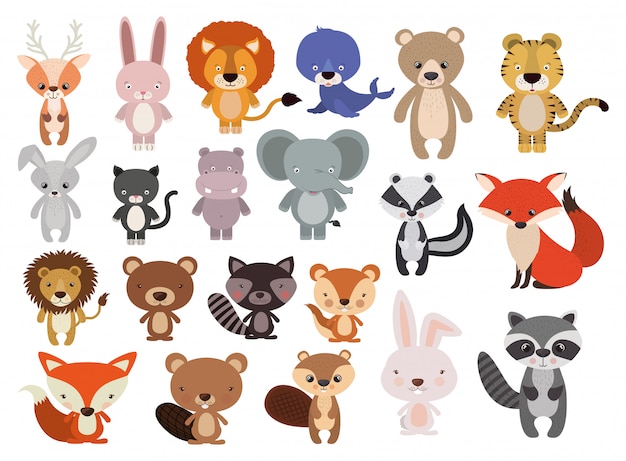 Animals set in flat style