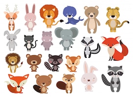 Animals set in flat style