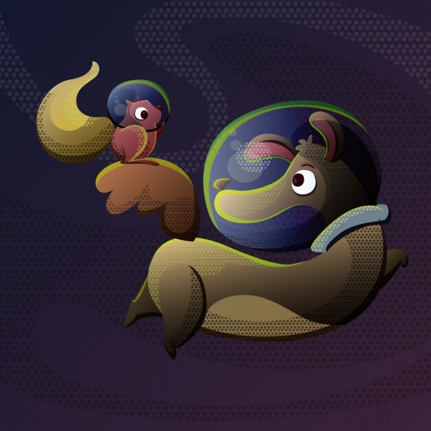 Free Vector animals in the space background