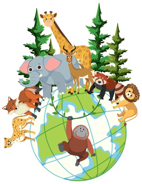 Animals standing on earth planet