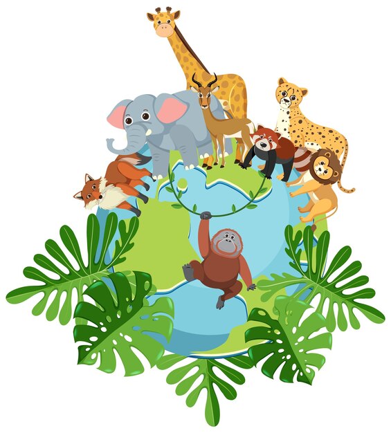 Animals standing on earth planet