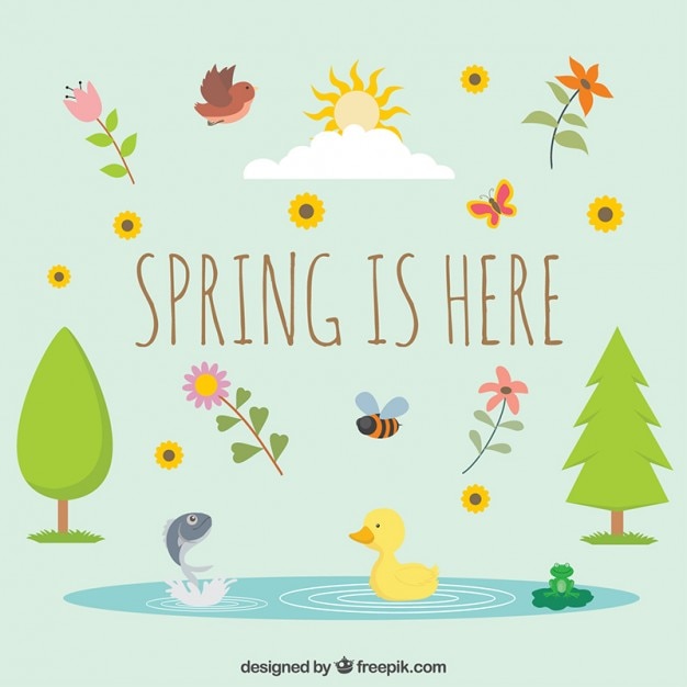 Free vector animals and vegetation in springtime