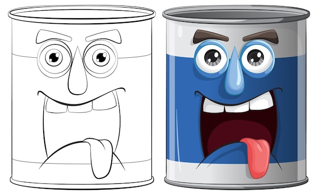 Animated cans with expressive faces