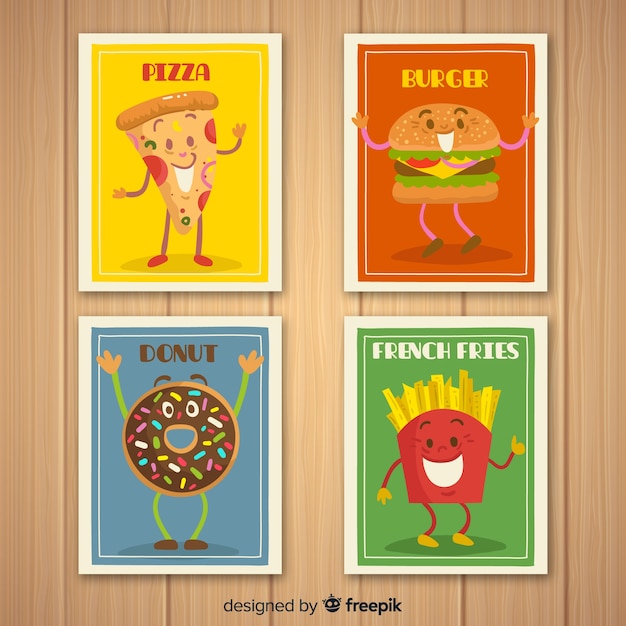 Animated food card pack