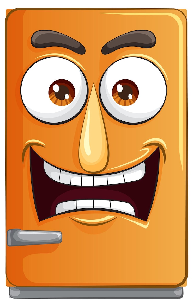 Free Vector animated mischievous refrigerator character