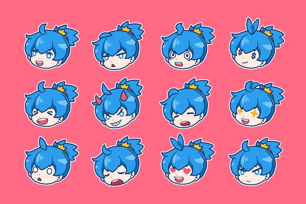 Free vector anime badges collection for twitch