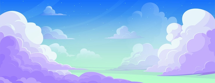 無料Vector アニメの青い空と雲の漫画の背景