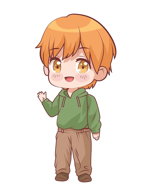 Free Vector anime chibi boy blond character