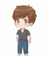 Free vector anime chibi boy standing character