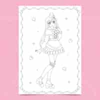 Free vector anime coloring pages illustration