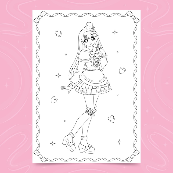 Free Vector anime coloring pages illustration