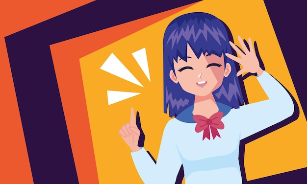 Free vector anime girl celebrating