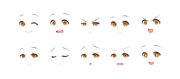 アニメ​マンガ​の​女の子​の​表情​の​目​セット