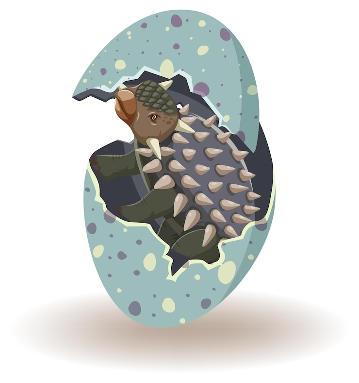 Free Vector ankylosaurus hatching from egg
