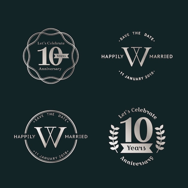 Free vector anniversary badge sets