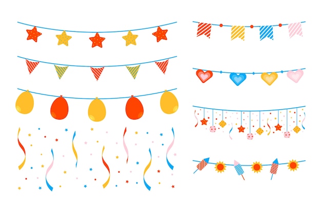 Free vector anniversary birthday decorations style