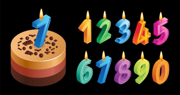 Free vector anniversary cake composition with candles