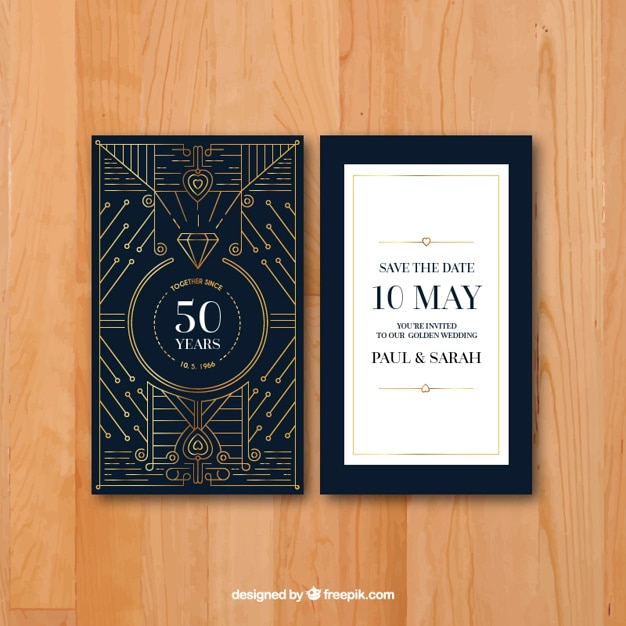 Free vector anniversary card in art deco style