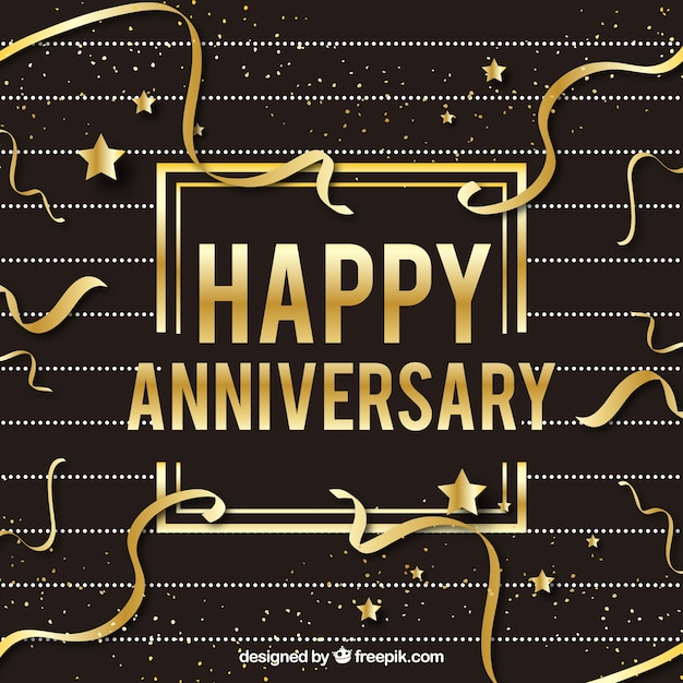 Anniversary card with confetti in golden style