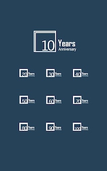 Anniversary celebration set blue color vector template design illustration