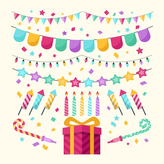 Free vector anniversary decoration with present