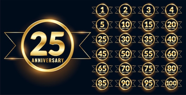 Anniversario etichetta celebrazione emblema grande set