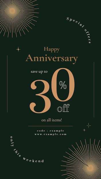 Free vector anniversary sale ad template for social media post