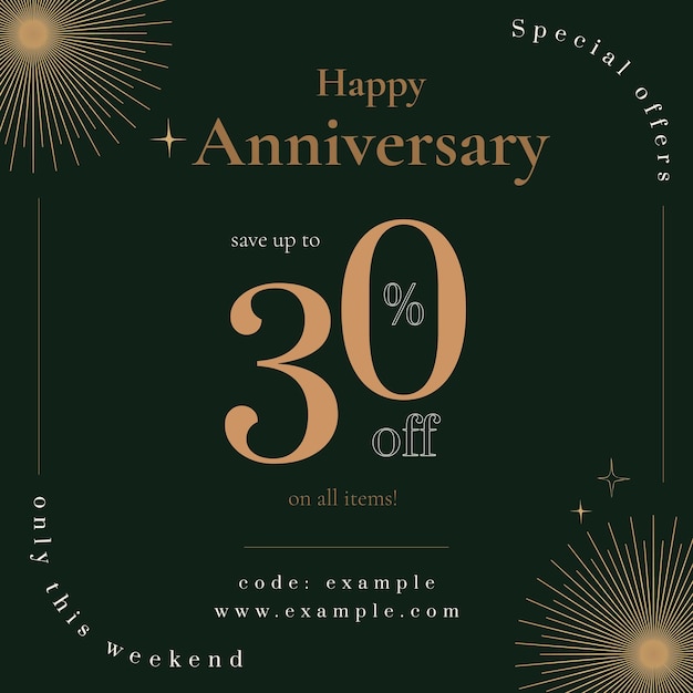 Anniversary sale ad template for social media post