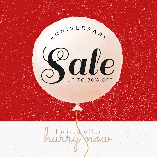 Free vector anniversary sale template for social media post