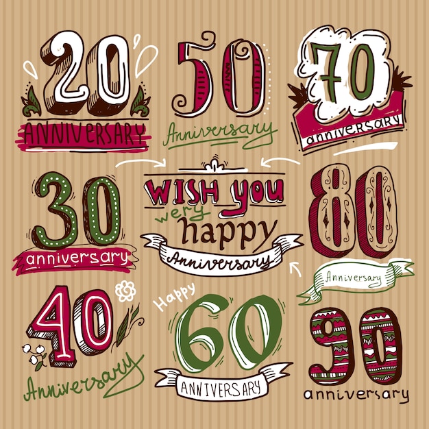 Free vector anniversary signs set