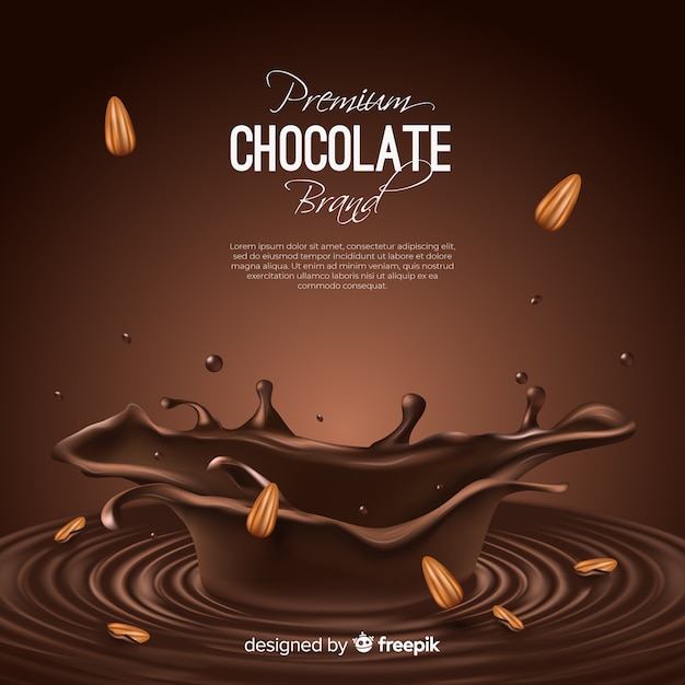 Announcement of delicious chocolate with almonds