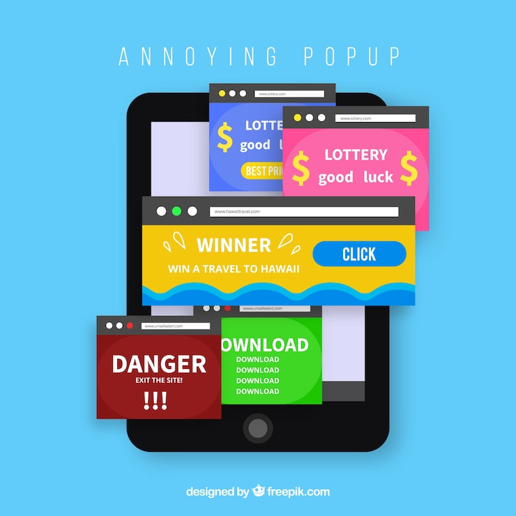 Free Vector annoying pop ups composition with flat design
