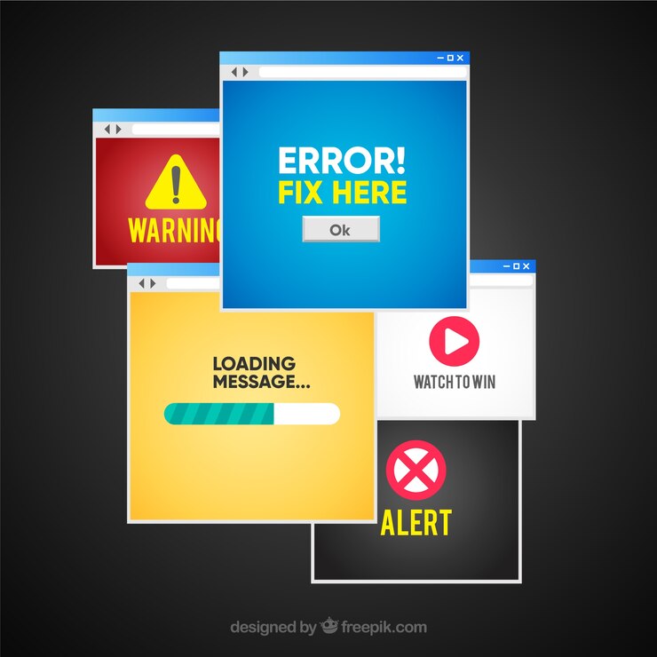 मुफ़्त वेक्टर annoying pop ups composition with flat design