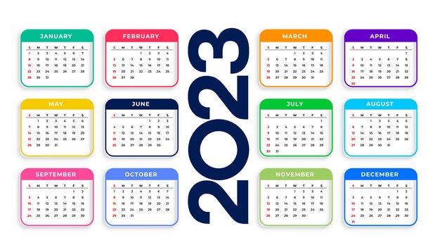 Annual 2023 calendar background for business stationery