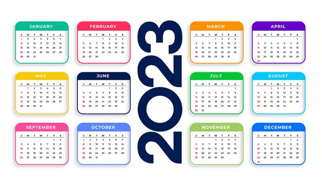 Годовой календарь 2023 года для деловых канцтоваров