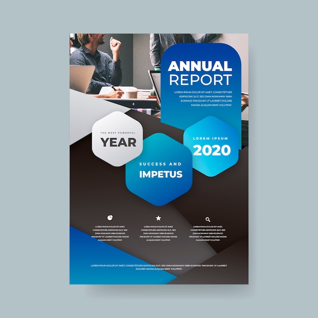 Free vector annual report abstract template with image