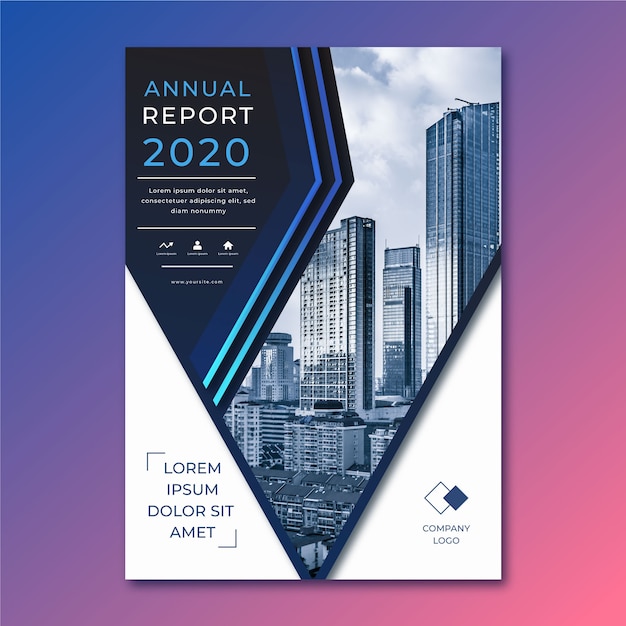 Free vector annual report abstract template with picture