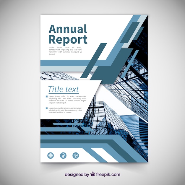 Free vector annual report cover template with image