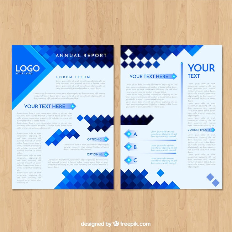 Free Vector annual report cover with geometric shapes