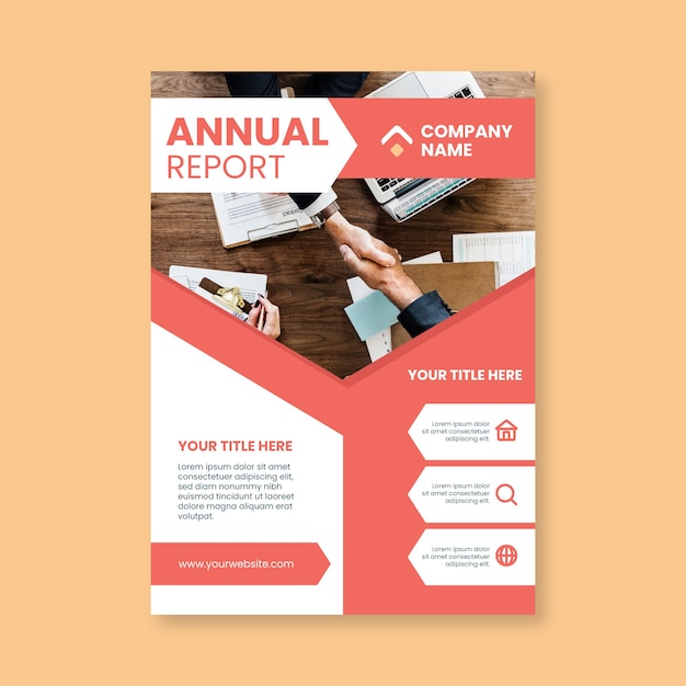 Annual report design of template with photo