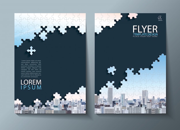 Annual report, flyer, cover templates. jigsaw puzzle image.