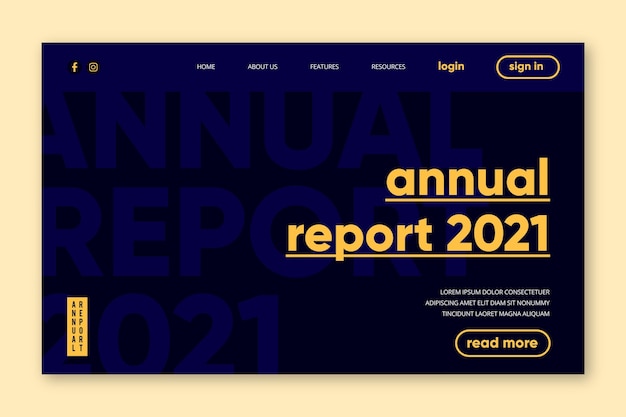 Annual report landing page