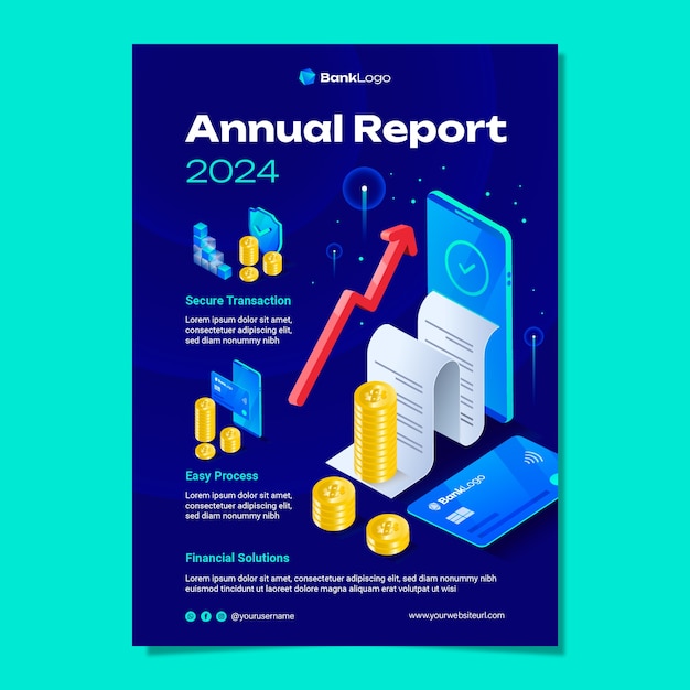 Free vector annual report template for bank and finance