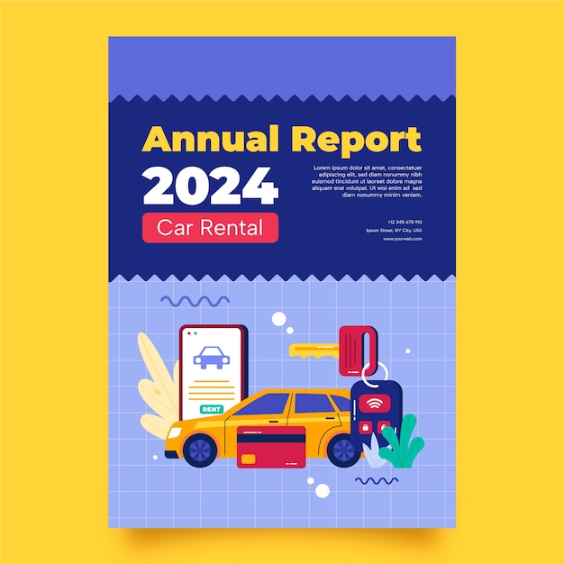 Free vector annual report template for car rental company