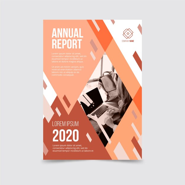 Annual report template concept with photo